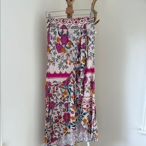Floral Wrap Skirt - Pink and Orange